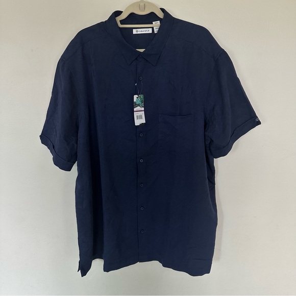 Cubavera Men’s Short Sleeve Button-Down Shirt CUWMB03BDS Navy Blazer 2XLT - Picture 1 of 5